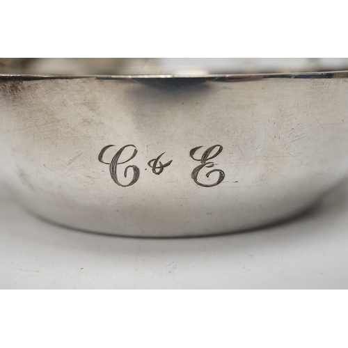 848 - A silver quaich, E J Gallichan & Co Ltd, Sheffield, 1962, diameter 10.2cm, together with a silver sa... 