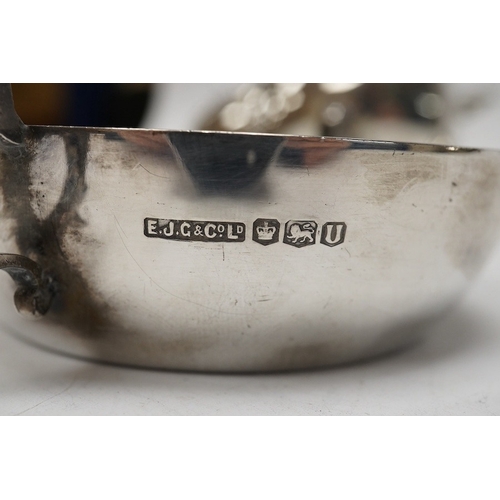 848 - A silver quaich, E J Gallichan & Co Ltd, Sheffield, 1962, diameter 10.2cm, together with a silver sa... 