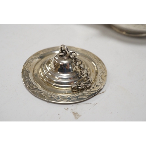 850 - A Victorian silver combination inkwell and table lighter modelled as a lamp, by James Charles Edingt... 