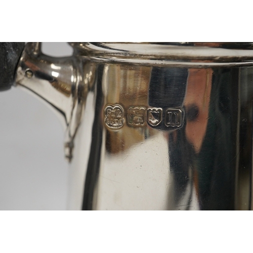 855 - Two Edwardian silver cafe au lait pots, Pearce & Sons, London, 1908 and Nathan & Hayes, Chester, 190... 