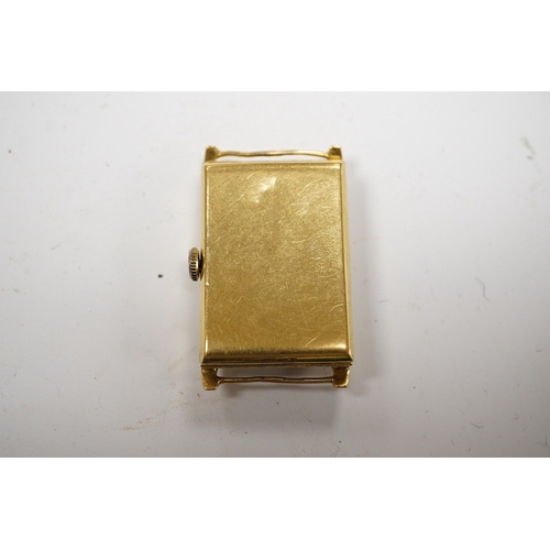 914 - A gentleman's 1930's/1940's 9ct gold manual wind wrist watch, with rectangular Arabic dial and subsi... 