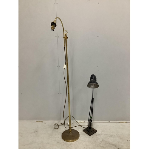 1002 - A Contemporary adjustable stool, floor lamp and anglepoise (no fittings). Condition - poor