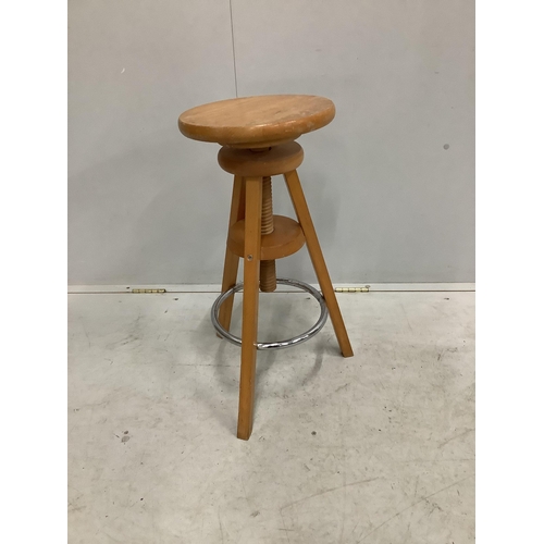 1002 - A Contemporary adjustable stool, floor lamp and anglepoise (no fittings). Condition - poor