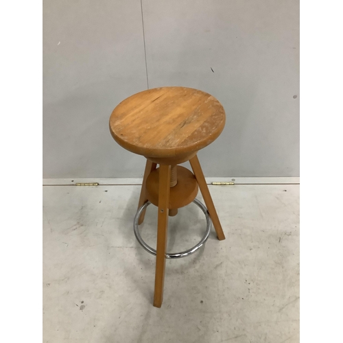 1002 - A Contemporary adjustable stool, floor lamp and anglepoise (no fittings). Condition - poor