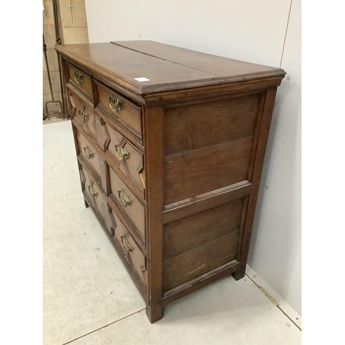 1008 - A Carolean geometric moulded oak chest of drawers, width 97cm, depth 51cm, height 91cm. Condition - ... 