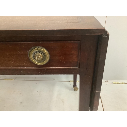 1034 - A George III mahogany drop leaf side table, width 92cm, depth 55cm, height 70cm. Condition -fair... 