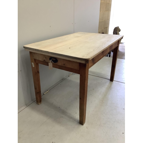 1045 - A Victorian rectangular scrubbed pine kitchen table, width 123cm, depth 76cm, height 78cm. Condition... 