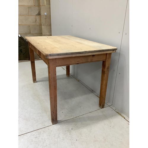 1045 - A Victorian rectangular scrubbed pine kitchen table, width 123cm, depth 76cm, height 78cm. Condition... 