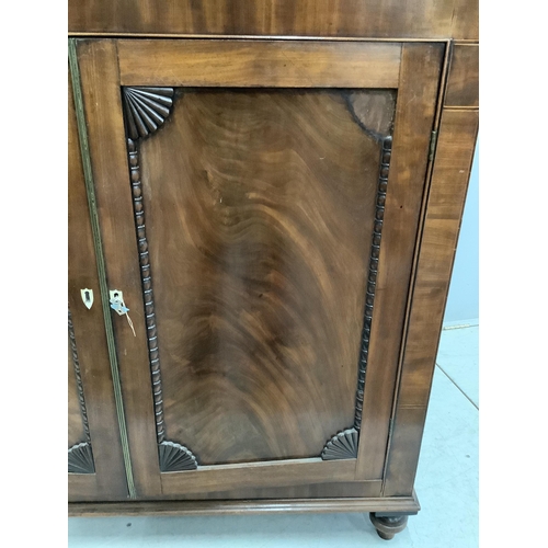 1047 - An early Victorian mahogany side cabinet, with bone escutcheons, width 118cm, depth 36cm, height 111... 