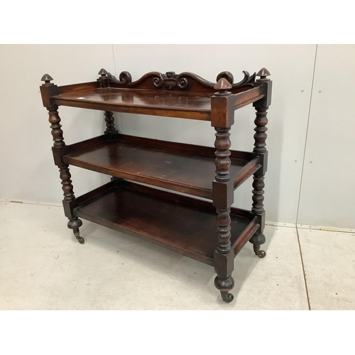 1058 - An early Victorian mahogany three tier buffet, width 114cm, depth 49cm, height 108cm. Condition - fa... 