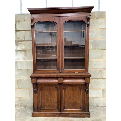 1075 - A Victorian mahogany chiffonier bookcase, width 121cm, depth 45cm, height 223cm. Condition - fair... 