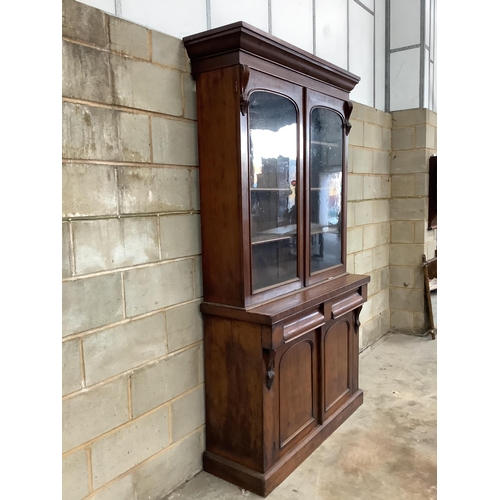 1075 - A Victorian mahogany chiffonier bookcase, width 121cm, depth 45cm, height 223cm. Condition - fair... 