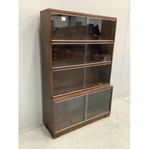 1082 - A Minty style mahogany four section bookcase, width 89cm, depth 29cm, height 135cm. Condition - fair... 