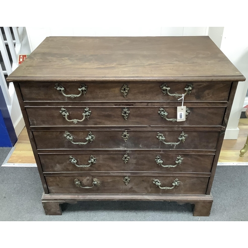 1088 - A small George III mahogany five drawer chest, width 91cm, depth 55cm, height 84cm. Condition - in n... 