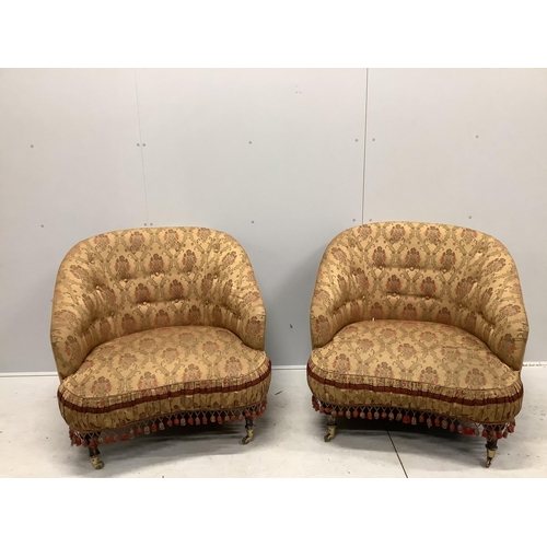 1091 - A pair of Provosi upholstered 'Tuffet' armchairs, width 94cm, depth 82cm, height 86cm. Condition - f... 