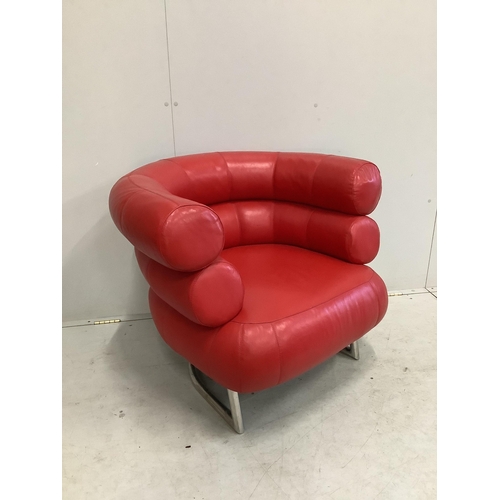 1093 - A Contemporary Eileen Gray Bibendum red leather armchair, width 92cm, depth 74cm, height 74cm. Condi... 