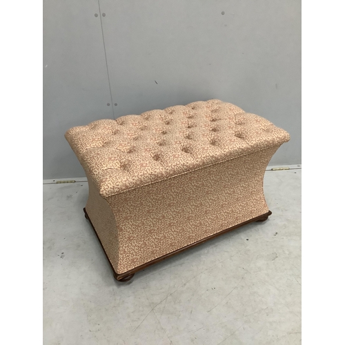 1103 - A Victorian upholstered ottoman stool, width 84cm, depth 52cm, height 53cm. Condition - fair to good... 