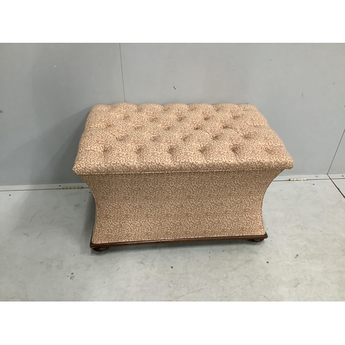 1103 - A Victorian upholstered ottoman stool, width 84cm, depth 52cm, height 53cm. Condition - fair to good... 