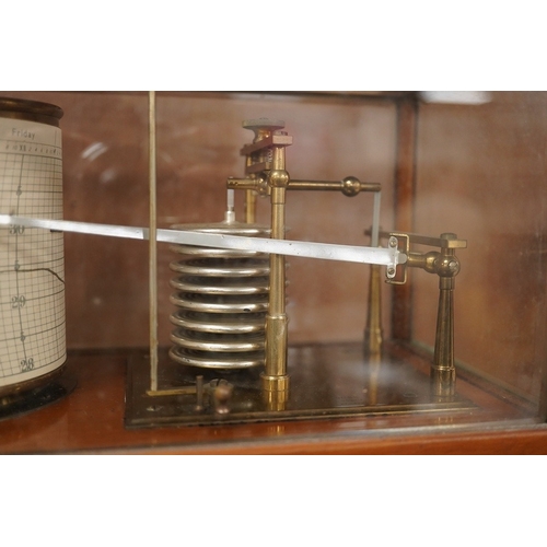 1253 - An early 20th century teak cased barograph by Ross, London No.A.529. with drawer underneath containi... 