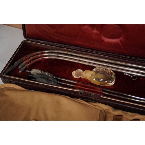 1258 - A late 19th century leather cased medical set of catheter surgical instruments, together with a sing... 