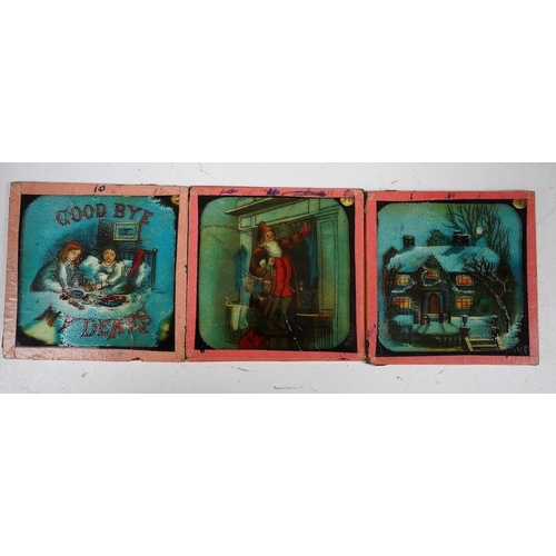 1260 - A quantity of magic lantern slides, including a moving slide. Condition - poor to fair.