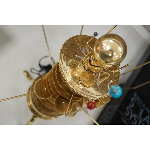 1262 - A precision brass orrery, a kit built electric operated astronomical orrery issued by Eaglemoss Publ... 