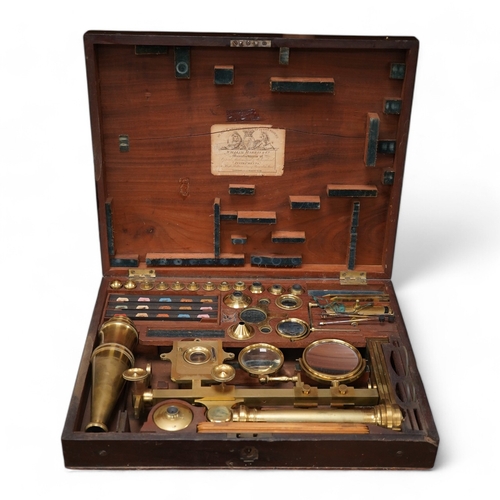 1265 - A mid 19th century folding compound and simple monocular microscope by William Harris & Co. 50 High ... 