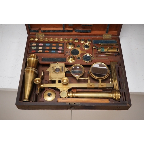 1265 - A mid 19th century folding compound and simple monocular microscope by William Harris & Co. 50 High ... 