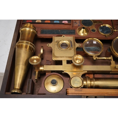 1265 - A mid 19th century folding compound and simple monocular microscope by William Harris & Co. 50 High ... 