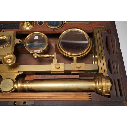 1265 - A mid 19th century folding compound and simple monocular microscope by William Harris & Co. 50 High ... 