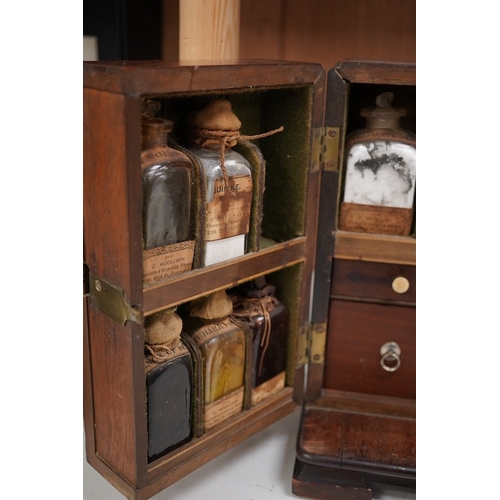 1266 - A 19th century mahogany apothecary cabinet, containing 20 bottles of various medicinal compounds and... 