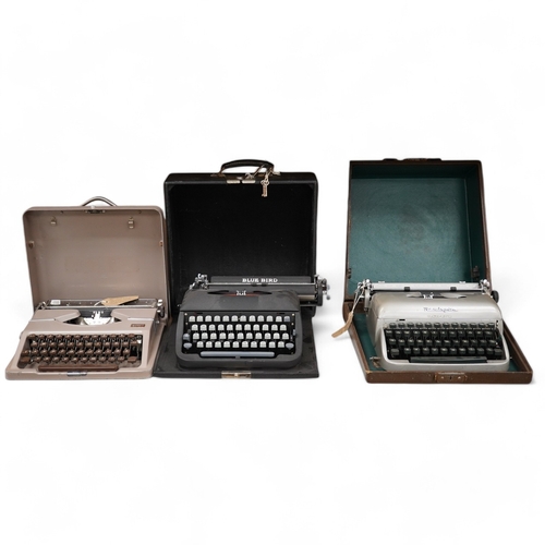 1270 - Three cased typewriters; a German Gossen Tippa, a Remington Travel-Riter and a German (U.S. Zone) Bl... 