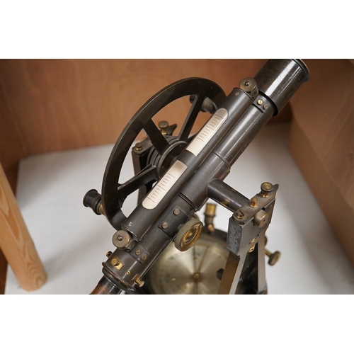 1272 - A mid 19th century Elliott Bros., London theodolite and teak tripod, with owners engraved name for ... 