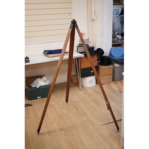 1272 - A mid 19th century Elliott Bros., London theodolite and teak tripod, with owners engraved name for ... 