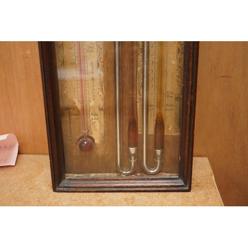 1279 - A George III mahogany multi-tube barometer together with integral thermometer by Sala, London, in a ... 