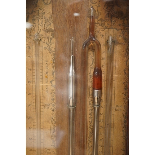 1279 - A George III mahogany multi-tube barometer together with integral thermometer by Sala, London, in a ... 