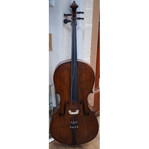 1290 - An early to mid 19th century German cello, attributed to Simon Voigt, Simon Voigt label inside with ... 