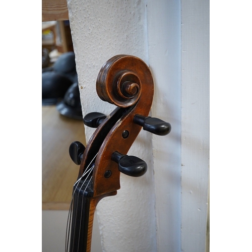 1290 - An early to mid 19th century German cello, attributed to Simon Voigt, Simon Voigt label inside with ... 