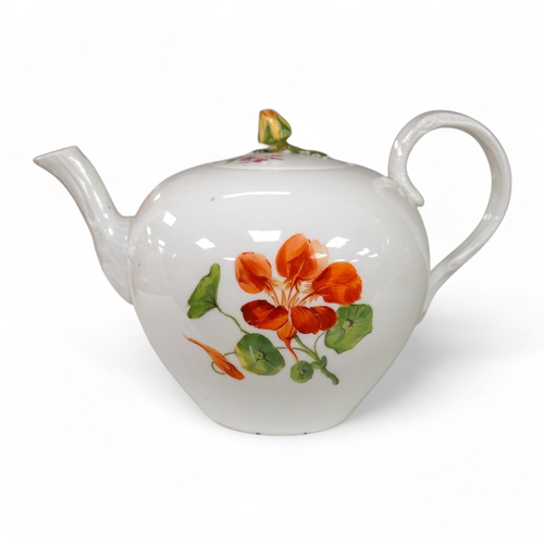 1333 - A 20th century Meissen teapot and cover, 11cm. Condition - fair to good