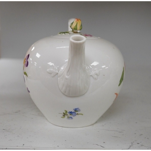 1333 - A 20th century Meissen teapot and cover, 11cm. Condition - fair to good