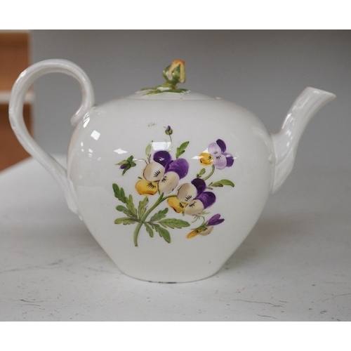 1333 - A 20th century Meissen teapot and cover, 11cm. Condition - fair to good