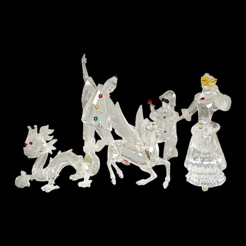 1339 - Five Swarovski crystal figures including Masquerade Columbine, Masquerade Harlequin, Masquerade Pier... 