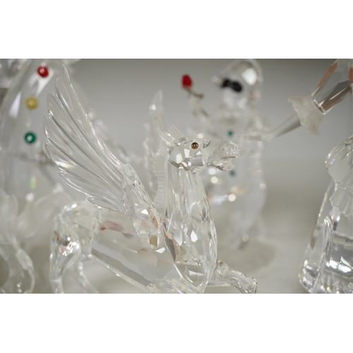 1339 - Five Swarovski crystal figures including Masquerade Columbine, Masquerade Harlequin, Masquerade Pier... 