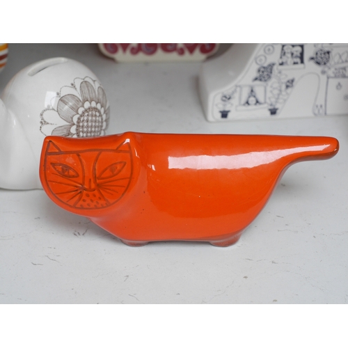 1349 - Seven mostly Carlton Ware 1960s-1970s money boxes to include examples in the form of a snail, trai... 