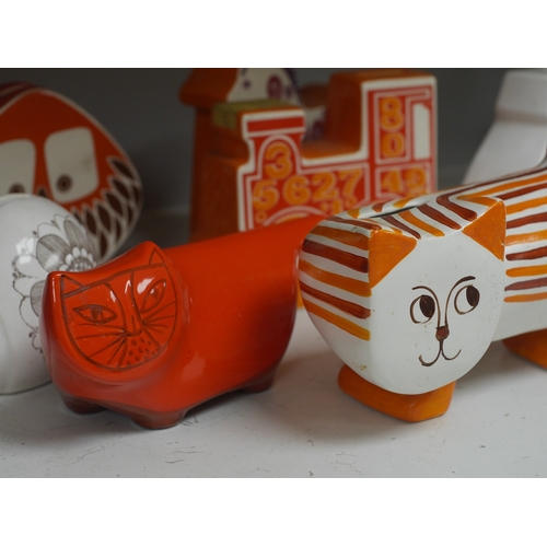 1349 - Seven mostly Carlton Ware 1960s-1970s money boxes to include examples in the form of a snail, trai... 