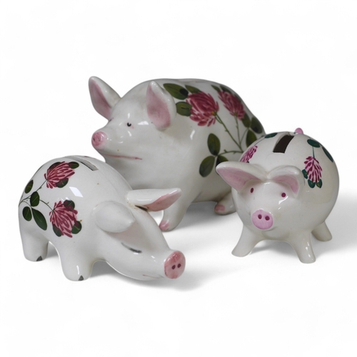 1351 - Three Plichta pig ceramic money banks, each stamped to the bases, largest 16cm wide. Condition - f... 