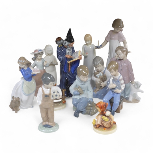 1353 - A Royal Doulton figure The Wizard HN 2877, together with a quantity of Nao figures, Royal Worceste... 