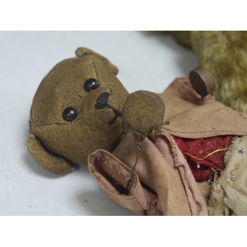 1364 - An early 20th century German hump backed plush teddy bear and three others, German teddy 30cm high. ... 