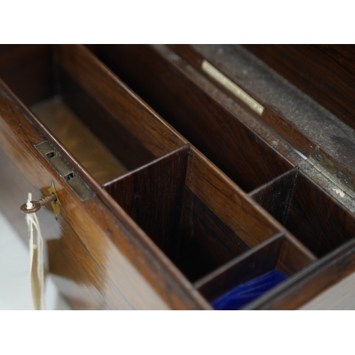 1371 - An early 19th century inlaid tea caddy, two sewing boxes and a stationery box, 25.5cm x 14cm various... 