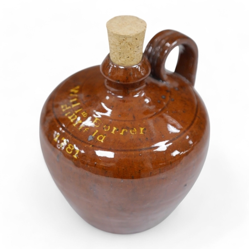 1375 - A Dicker Pottery flagon commemorating 'William Borrer, Hinfield, 1781', 13.5cm high. Condition - sma... 